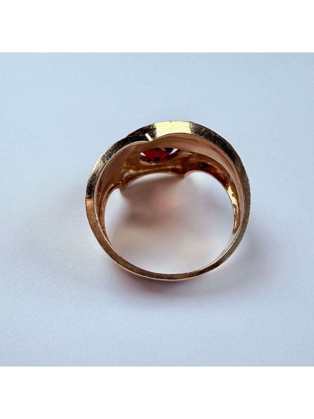 Estate 10k Solid Yellow Gold 1.87 CT Natural Garnet Hyper Modernist Ring Size 7 - Picture 5 of 12